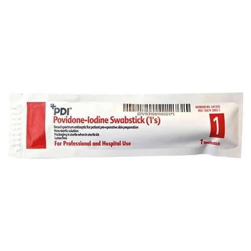 PDI Impregnated Swabstick PDI 10% Strength Povidone-Iodine Individual Packet NonSterile, 1EA, 50EA/BX, 500 EA/CS