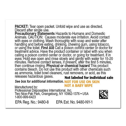 PDI Germicide Sani-Cloth Wipe Disposable, 40 EA/PK, 400 EA/CS