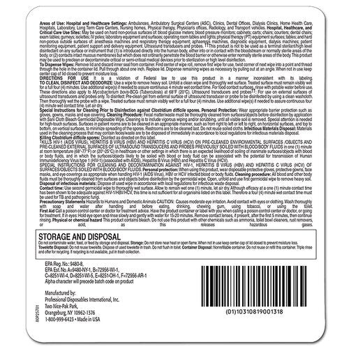 PDI Sani-Cloth® Bleach Germicidal Disposable Wipes, Large Canister (75 Wipes), 12/CS