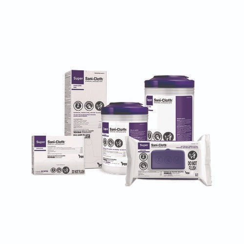 Sani Professional Super Sani-Cloth Germicidal Disposable Wipes, 1-Ply, 6 x 6.75, Unscented, White, 160/Canister, 12 Canisters/Carton
