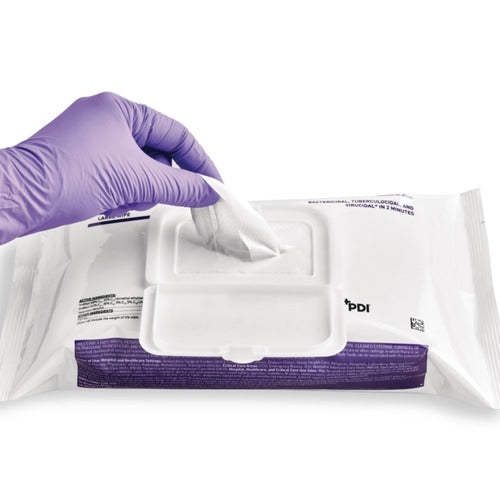 PDI Super Sani-Cloth Surface Disinfectant Cleaner Premoistened Germicidal Manual Pull Wipe 80 Count Soft Pack Alcohol Scent NonSterile, 1/PK, 9/CS