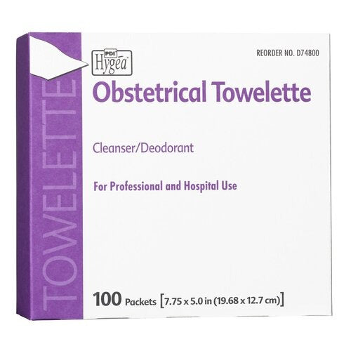 PDI Obstetrical Wipe Hygea Individual Packet Benzalkonium Chloride / Alcohol / Chlorothymol 100 per Pack, 100EA/BX, 1000 EA/CS