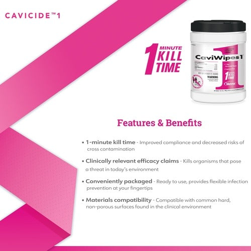 Metrex Research CaviWipes1™ Surface Disinfectant Premoistened Wipe, 160 Count Canister, 12CN/CS