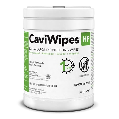 CaviWipes HP XL Surface Disinfectant Cleaner - Peroxide Based Manual Pull Wipe, 65 Count Canister, Scented, NonSterile,