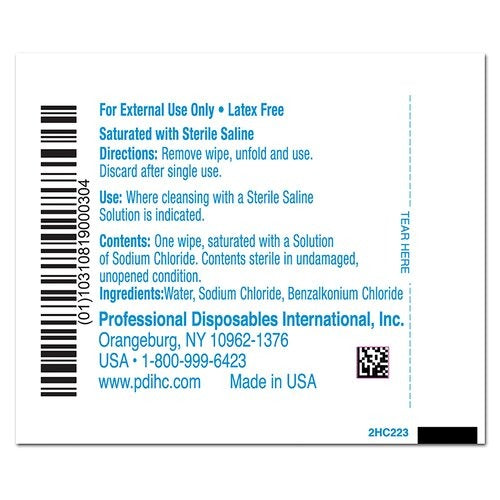 PDI Saline Wipe Hygea® Individual Packet Saline 24 per Pack Unscented, 24EA/BX, 24BX/CS