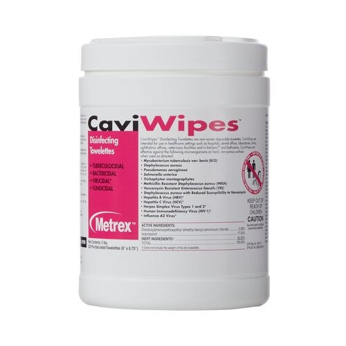 Metrex Research Surface Disinfectant CaviWipes™ Premoistened Wipe 220 Count Canister Disposable Alcohol Scent, 220/CN, 12CN/CS