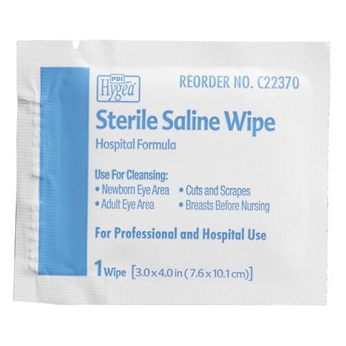 PDI Saline Wipe Hygea® Individual Packet Saline 24 per Pack Unscented, 24EA/BX, 24BX/CS