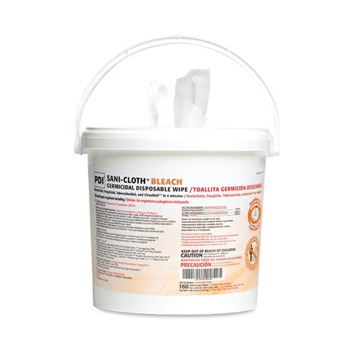 PDI Sani-Cloth® Bleach Surface Disinfectant Cleaner Premoistened Germicidal Manual Pull Wipe 160 Count Pail Chlorine Scent NonSterile