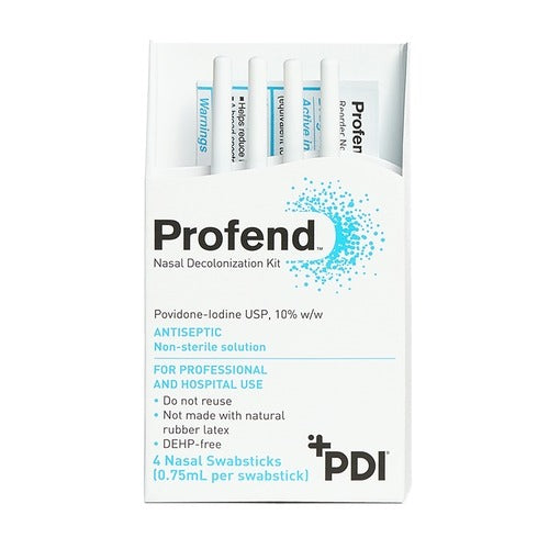 PDI Impregnated Nasal Swabstick Kit Profend Povidone-Iodine NonSterile 4 per Pack, 12/BX, 48/CS