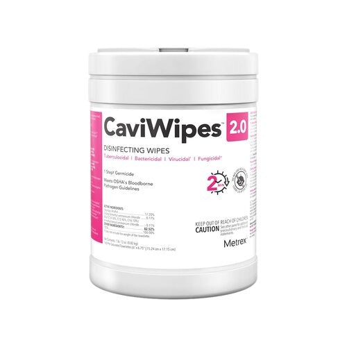 Metrex Research CaviWipes 2.0 Surface Disinfectant Premoistened Manual Pull Wipe 160 Count Canister Alcohol Scent NonSterile, 1/EA