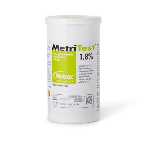 Metrex Research Glutaraldehyde Concentration Indicator MetriTest 1.8% Pad 60 Test Strips Bottle Single Use, 60/BT, 120 EA/CS