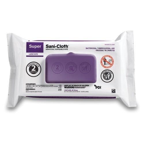 Sani Professional Super Sani-Cloth Germicidal Disposable Wipes, 1-Ply, 6 x 6.75, Unscented, White, 160/Canister, 12 Canisters/Carton