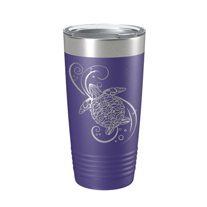 Sea Turtle Mandala Tumbler Travel Mug Insulated Laser Engraved Coffee Cup Turtle Zentangle Pattern Design Gift 20 oz-15