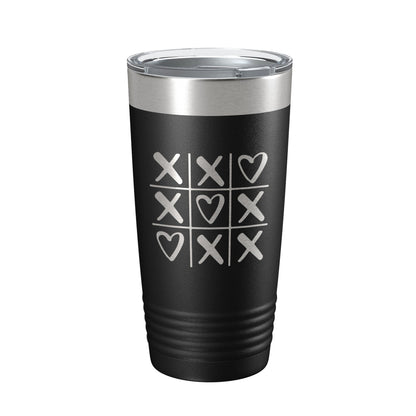 Valentine's Day Tumbler Tic Tac Toe Hearts Travel Mug Insulated Laser Engraved Coffee Cup 20 oz-0