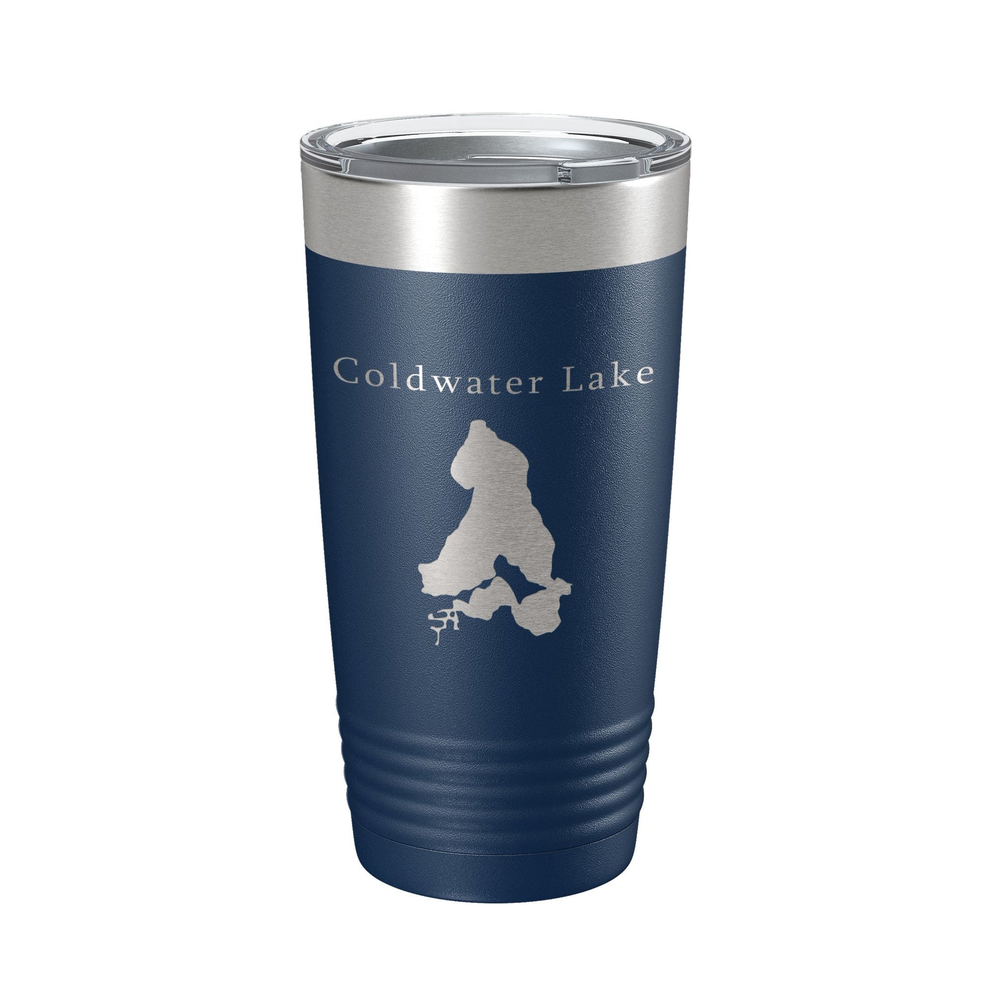 Coldwater Lake Map Tumbler Travel Mug Insulated Laser Engraved Coffee Cup Michigan 20 oz-2