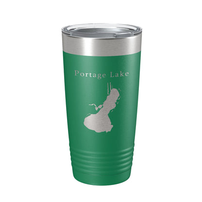 Portage Lake Map Tumbler Travel Mug Insulated Laser Engraved Coffee Cup Huron River Chain of Lakes Michigan 20 oz-9