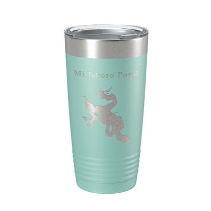 Millsboro Pond Tumbler Lake Map Travel Mug Insulated Laser Engraved Coffee Cup Delaware 20 oz-12