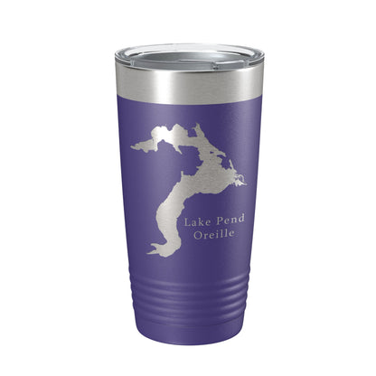 Lake Pend Oreille Map Tumbler Travel Mug Insulated Laser Engraved Coffee Cup Idaho 20 oz-15