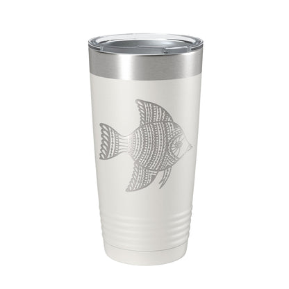 Fish Tumbler Zentangle Travel Mug Insulated Laser Engraved Coffee Cup 20 oz-7