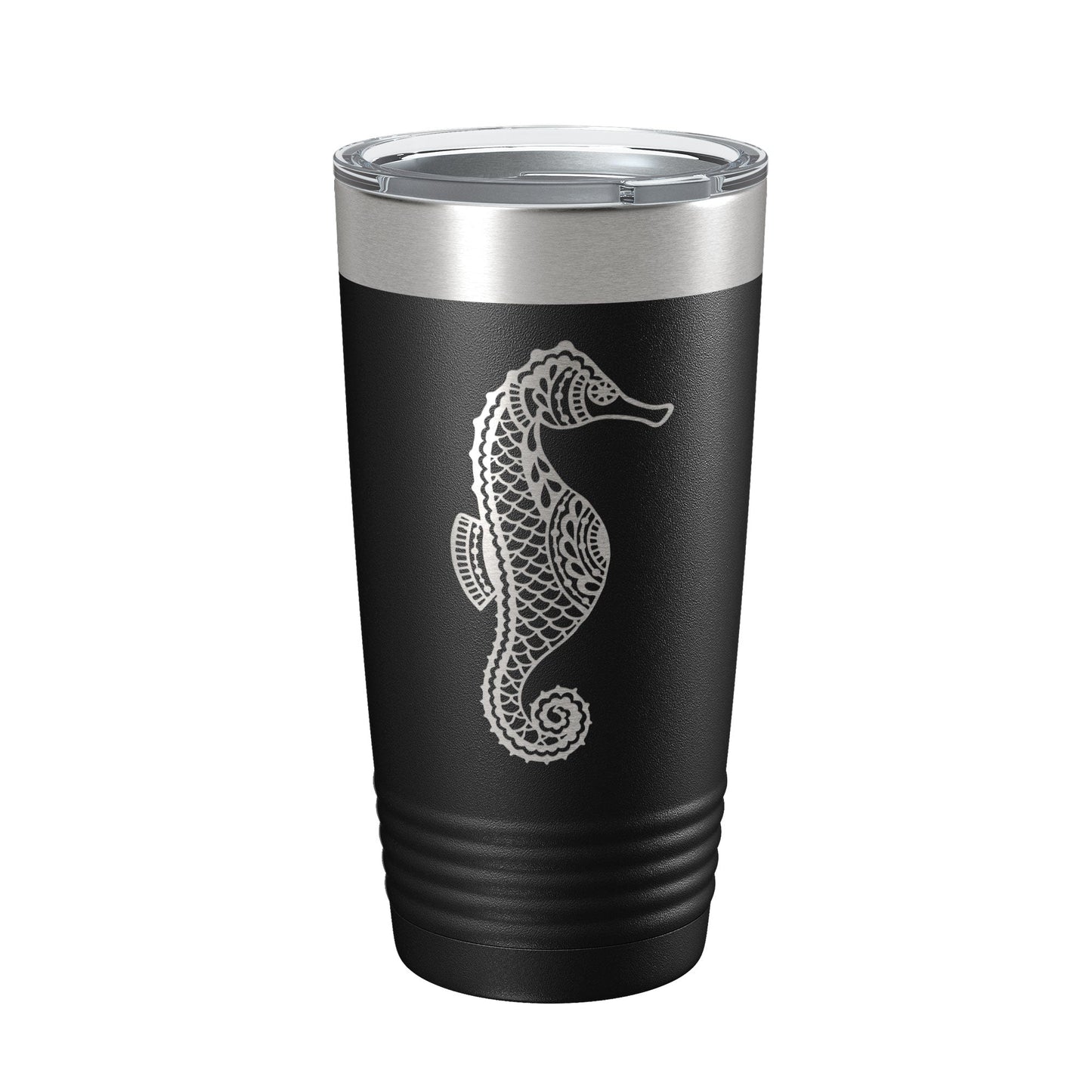 Seahorse Tumbler Zentangle Travel Mug Insulated Laser Engraved Coffee Cup 20 oz-5