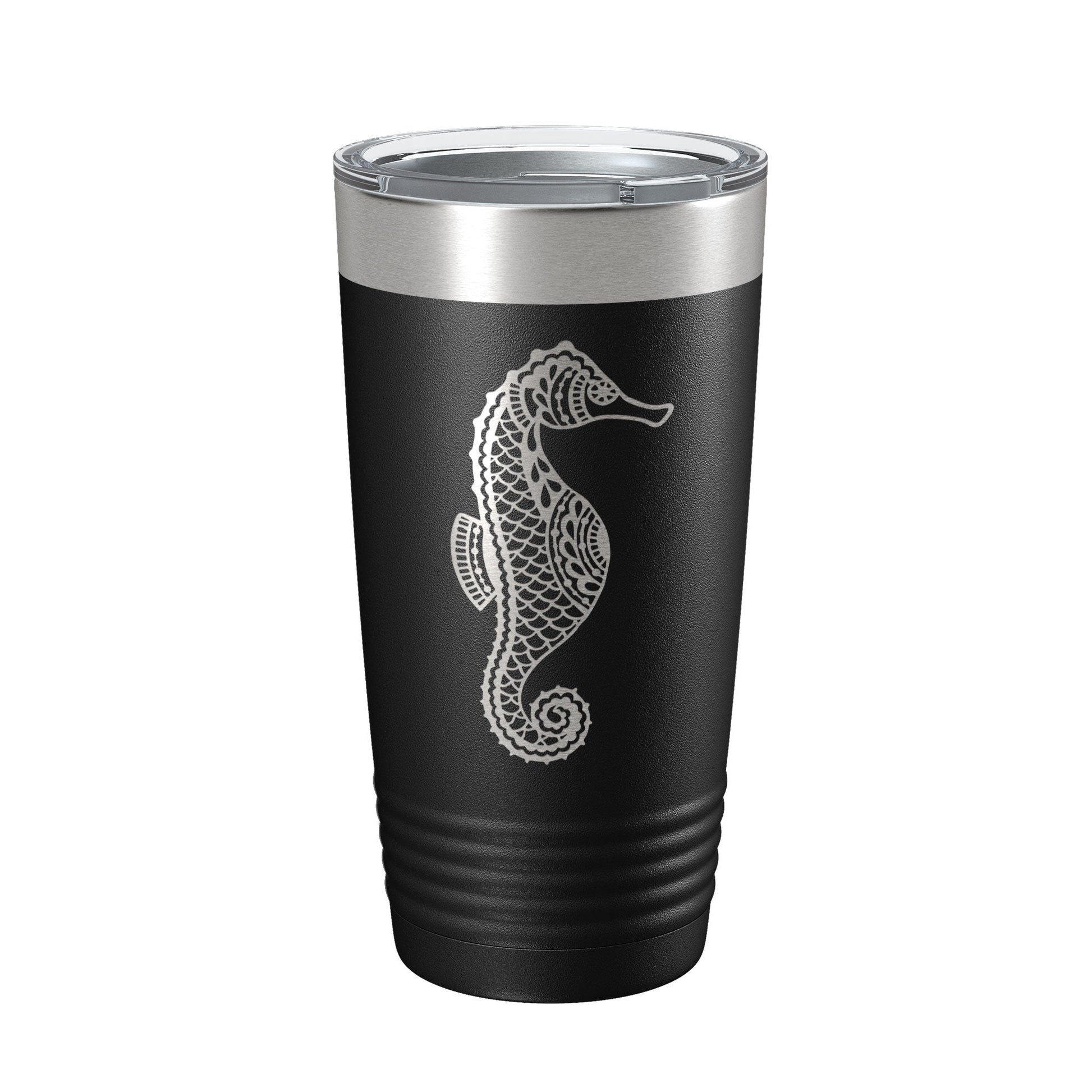 Seahorse Tumbler Zentangle Travel Mug Insulated Laser Engraved Coffee Cup 20 oz-5