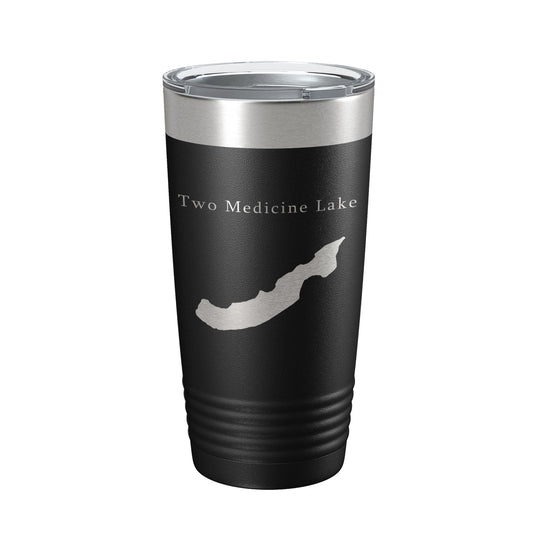 Two Medicine Lake Map Tumbler Travel Mug Insulated Laser Engraved Coffee Cup Montana 20 oz-0