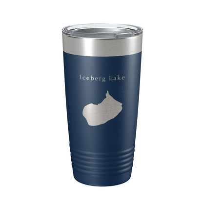 Iceberg Lake Map Tumbler Travel Mug Insulated Laser Engraved Coffee Cup Montana 20 oz-2