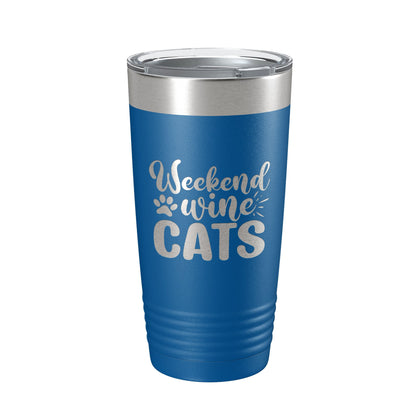 Weekend Wine Cats Tumbler Travel Mug Funny Cat Lover Gift Insulated Laser Engraved Coffee Cup 20 oz-6