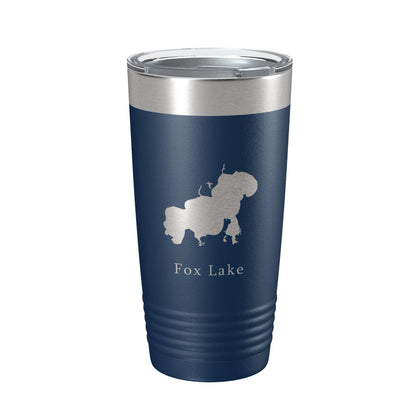 Fox Lake Map Tumbler Travel Mug Insulated Laser Engraved Coffee Cup Illinois 20 oz-2
