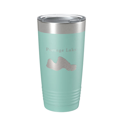Portage Lake Map Tumbler Travel Mug Insulated Laser Engraved Coffee Cup Manistee County Michigan 20 oz-12