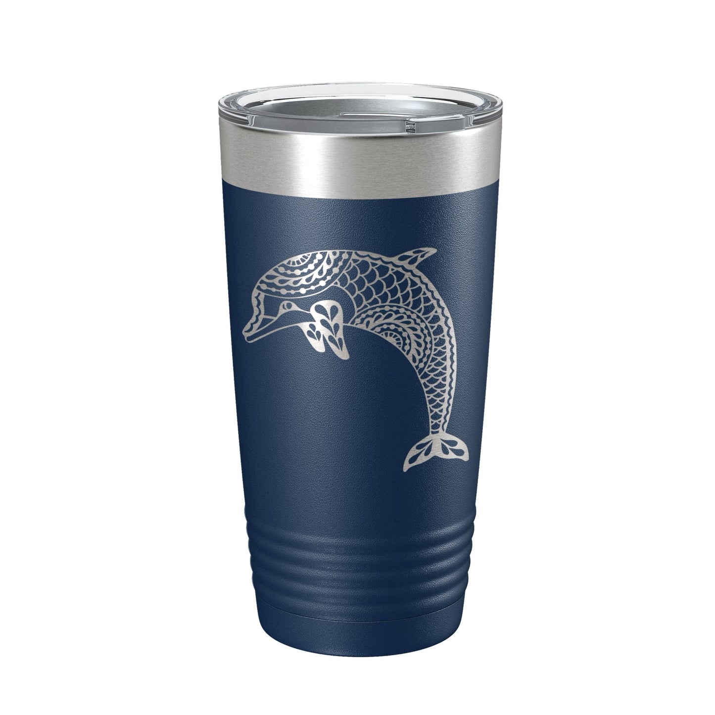 Dolphin Tumbler Zentangle Travel Mug Insulated Laser Engraved Coffee Cup 20 oz-8