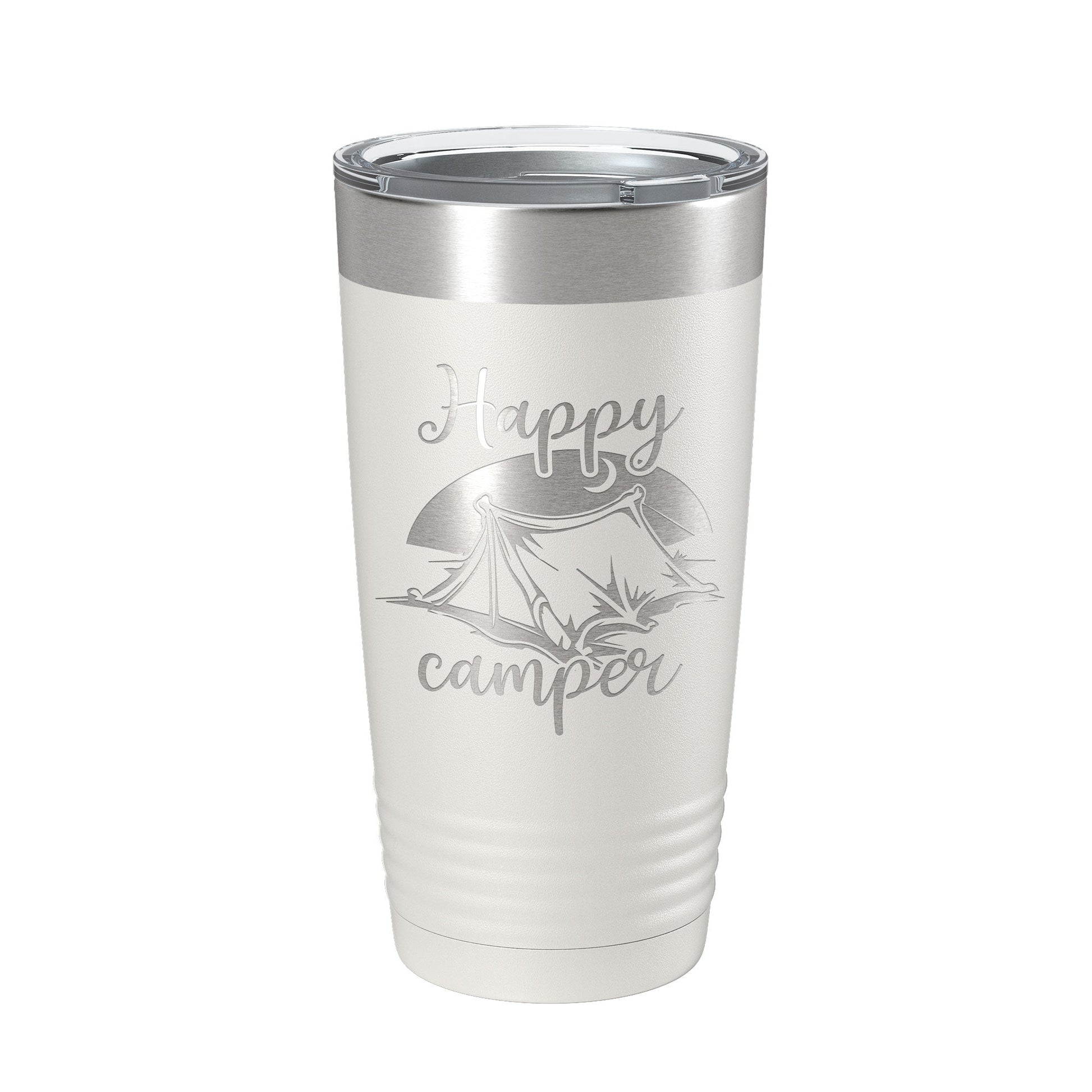 Happy Camper Tumbler Travel Mug Gift Insulated Laser Engraved Coffee Cup 20 oz-1
