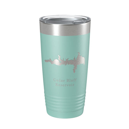 Cedar Bluff Reservoir Tumbler Lake Map Travel Mug Insulated Laser Engraved Coffee Cup Kansas 20 oz-12