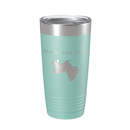 Strawberry Lake Map Tumbler Travel Mug Insulated Laser Engraved Coffee Cup Huron River Chain of Lakes Michigan 20 oz-12