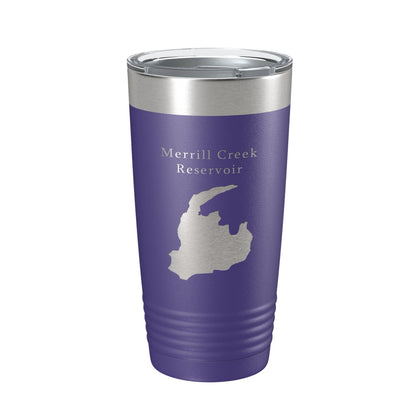 Merrill Creek Reservoir Tumbler Lake Map Travel Mug Insulated Laser Engraved Coffee Cup New Jersey 20 oz-15