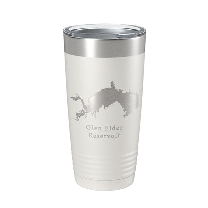 Glen Elder Reservoir Tumbler Lake Map Travel Mug Insulated Laser Engraved Coffee Cup Kansas 20 oz-1