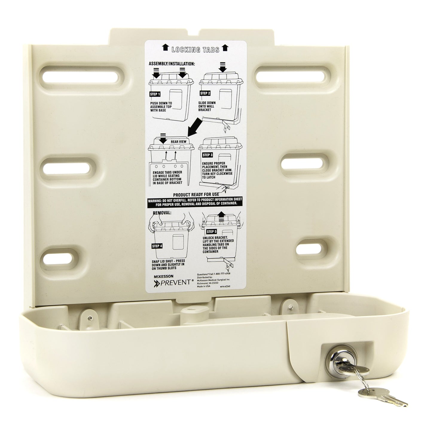 Sharps Container Bracket McKesson Prevent® Plastic Wall Mount Locking