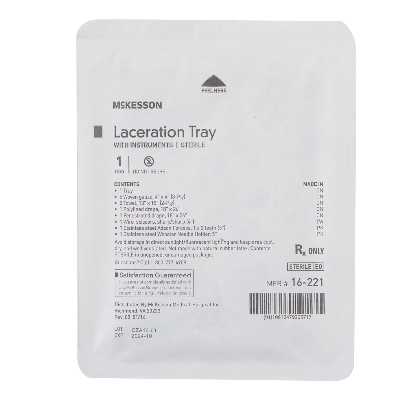 Laceration Tray McKesson Sterile