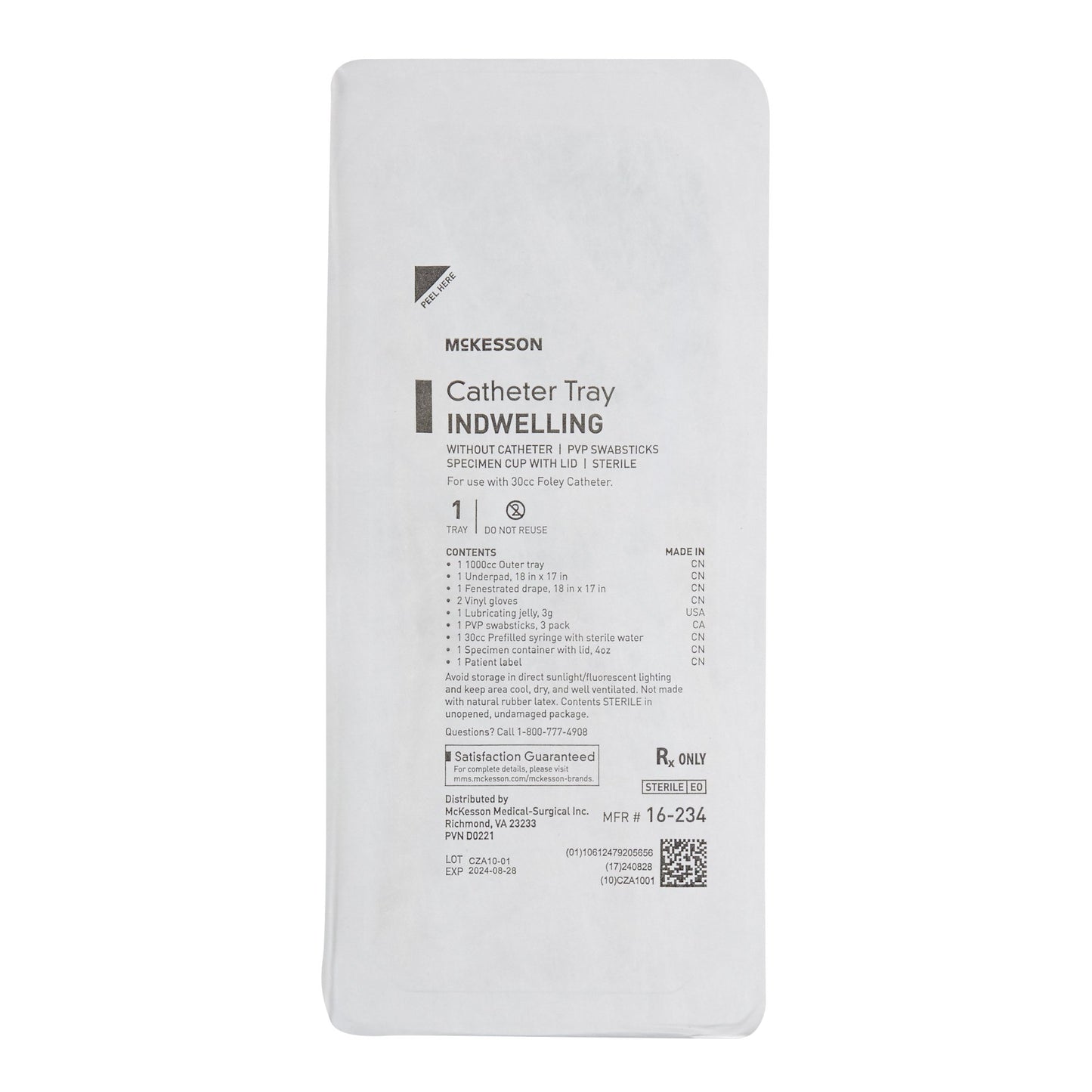 Indwelling Catheter Tray McKesson Foley Without Catheter Without Balloon