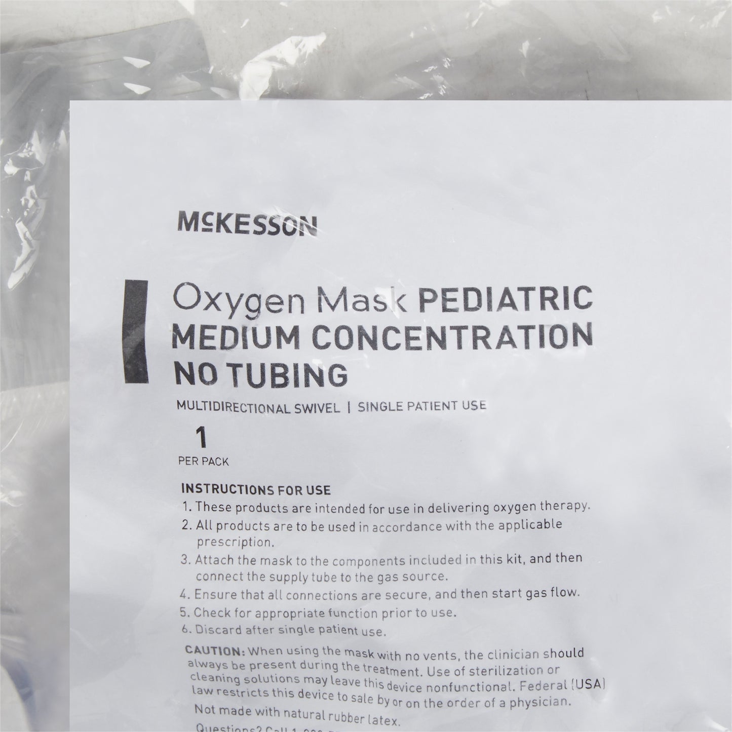 Oxygen Mask McKesson Elongated Style Pediatric Adjustable Head Strap