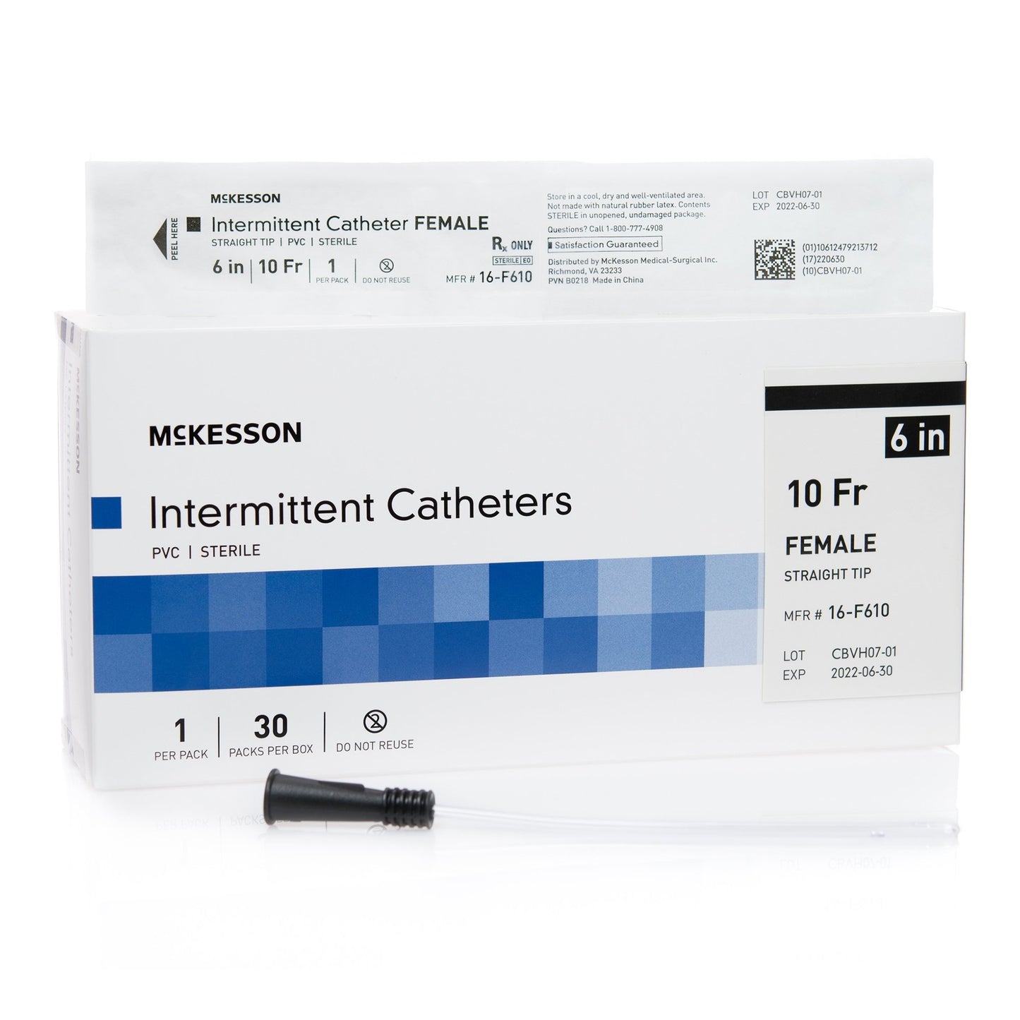 Urethral Catheter McKesson Straight Tip Uncoated PVC 10 Fr. 6 Inch