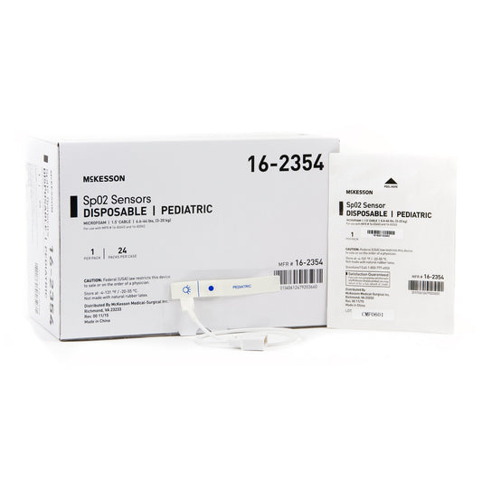SpO2 Sensor McKesson Finger Pediatric Single Patient Use 1-1/2 Foot Cord