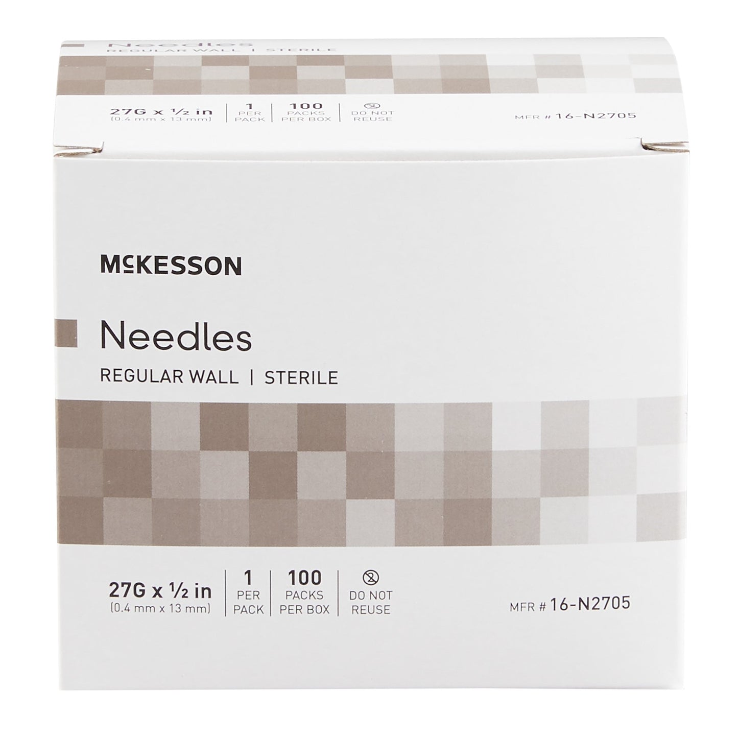 Hypodermic Needle McKesson 1/2 Inch Length 27 Gauge Regular Wall Without Safety