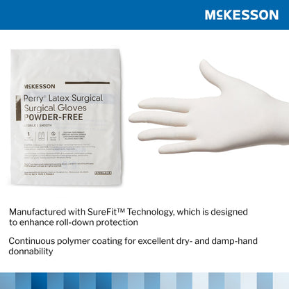 Surgical Glove McKesson Perry® Performance Plus Size 8 Sterile Latex Standard Cuff Length Smooth Cream Chemo Tested