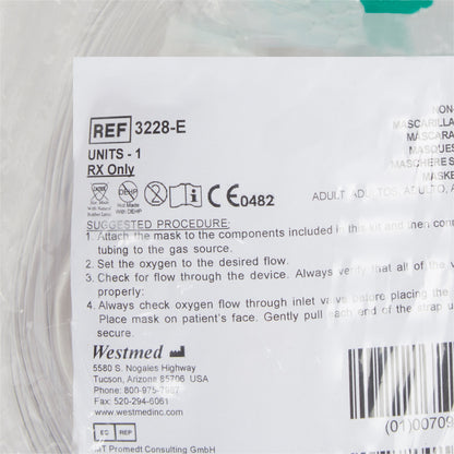 NonRebreather Oxygen Mask McKesson Elongated Style Adult One Size Fits Most Adjustable Head Strap