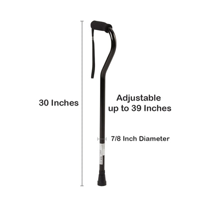 Offset Cane McKesson Aluminum 30 to 39 Inch Height Black