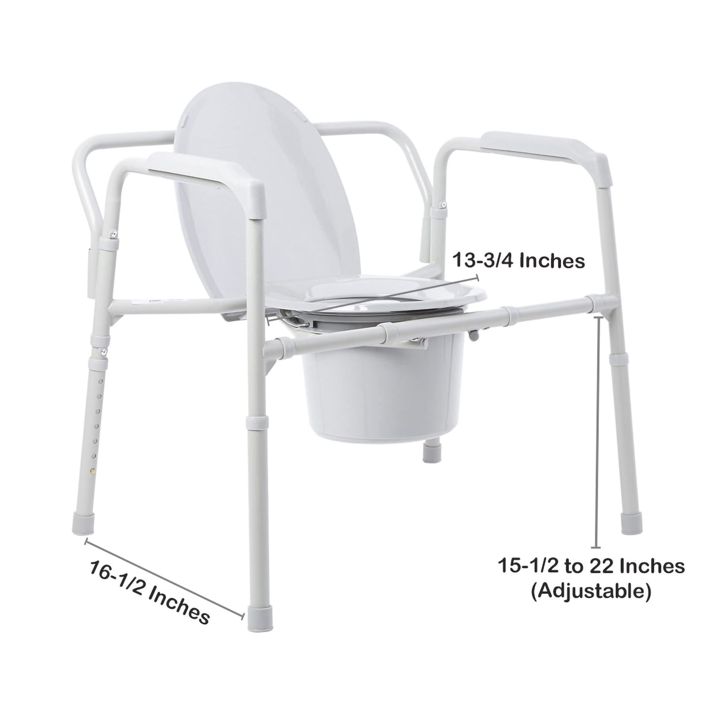 3-in-1 Commode Chair McKesson Fixed Arms Steel Frame Back Bar 13-3/4 Inch Seat Width 650 lbs. Weight Capacity