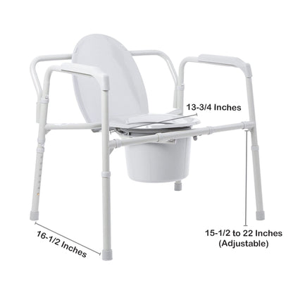 3-in-1 Commode Chair McKesson Fixed Arms Steel Frame Back Bar 13-3/4 Inch Seat Width 650 lbs. Weight Capacity