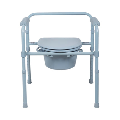 3-in-1 Commode Chair McKesson Fixed Arms Steel Frame Back Bar 13-1/2 Inch Seat Width 350 lbs. Weight Capacity