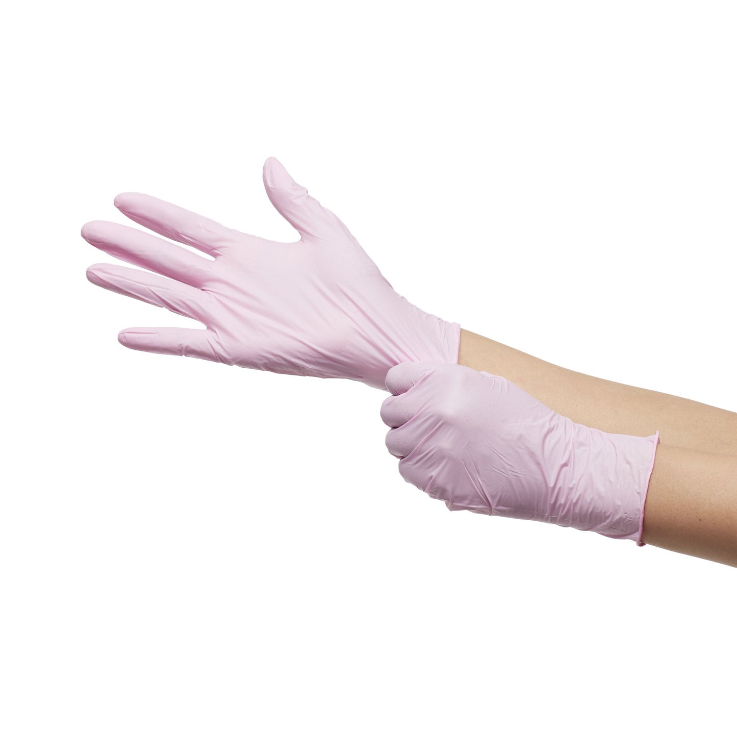Exam Glove McKesson Pink Nitrile® Medium NonSterile Nitrile Standard Cuff Length Textured Fingertips Pink Not Rated